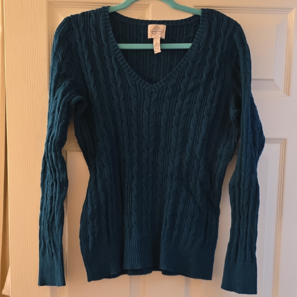 St. John's Bay Deep Aquamarine V-Neck Sweater
